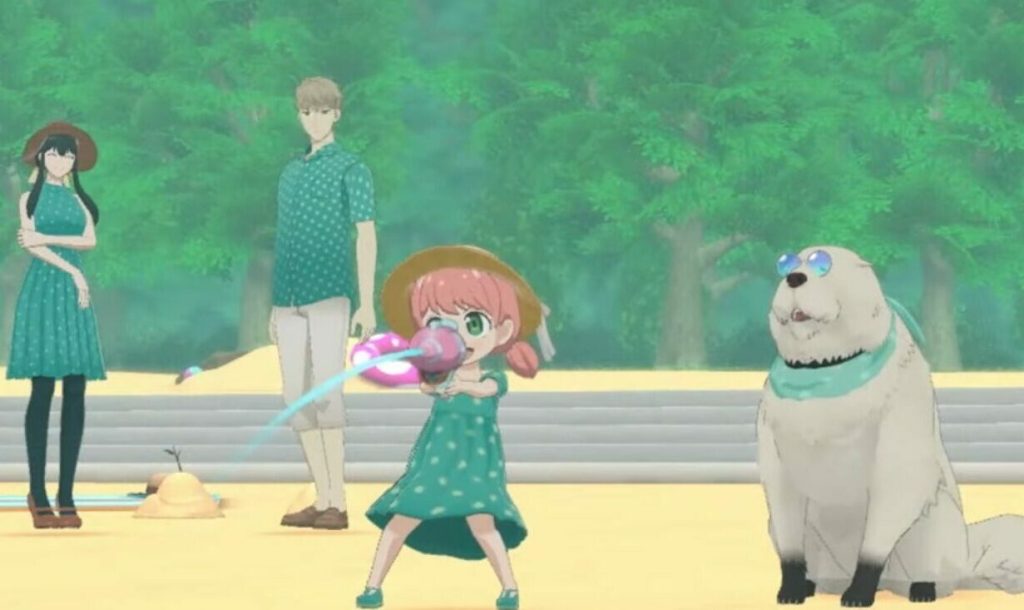 Anya jugando en la playa.