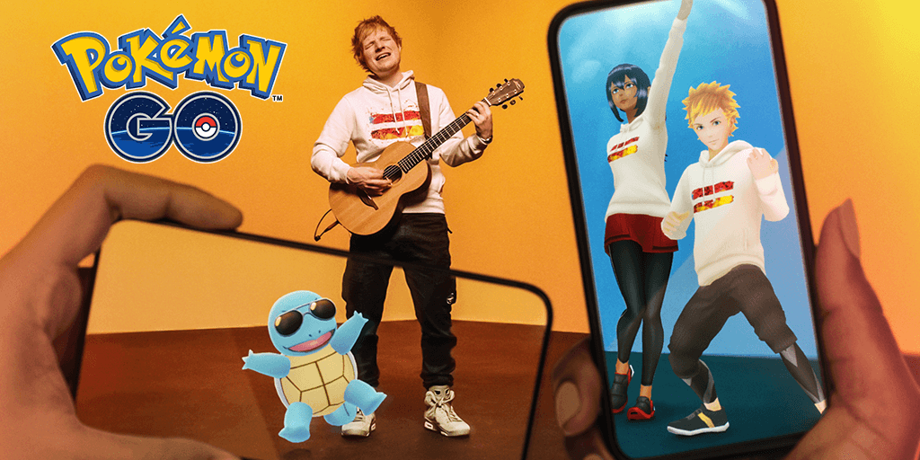 Fotografía promocional de Ed Sheeran y Pokémon GO