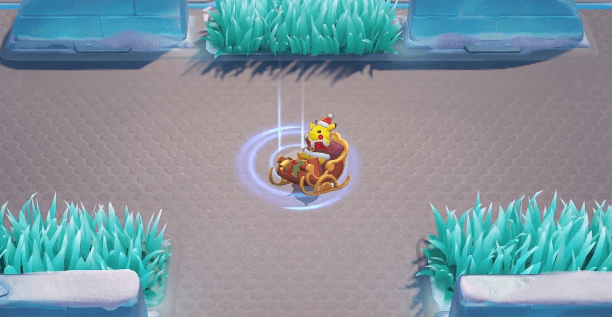 Pikachu marchandose en un trineo