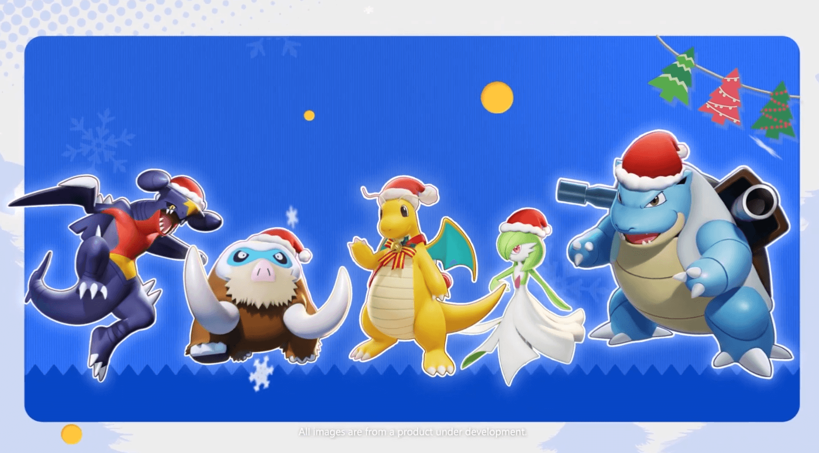 Varios Pokémon con gorros de navidad