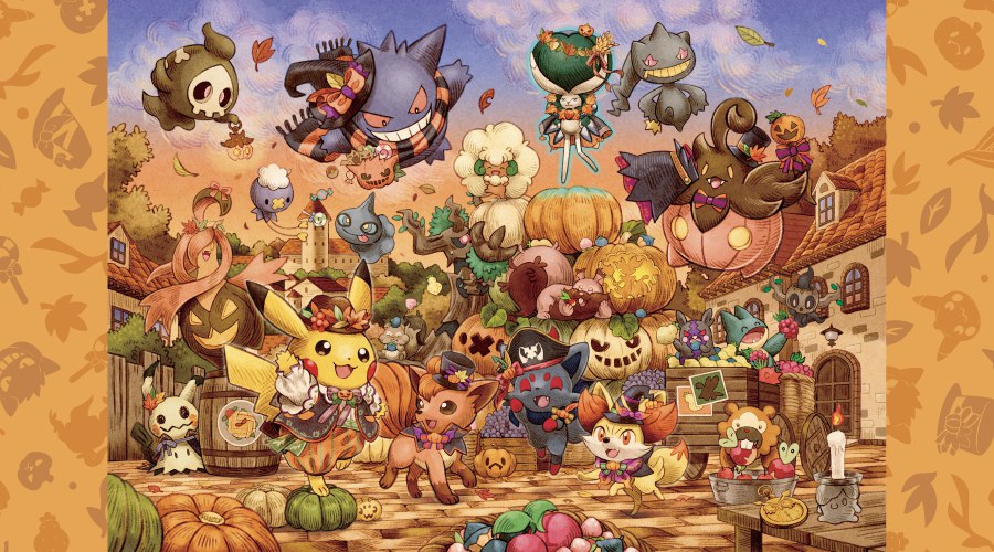 Ilustración de Pokémon con temática de Halloween