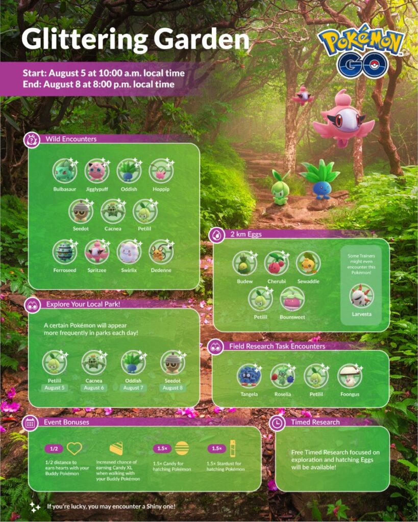 El Jardín Encantado trae a tus parques cercanos a los Pokémon Tipo Planta y  Hada que se encuentran apareciendo en el #PokemonGOFest2023 de…