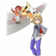 Paolo y Lycanrock Forma Crepuscular y Rina y Flareon