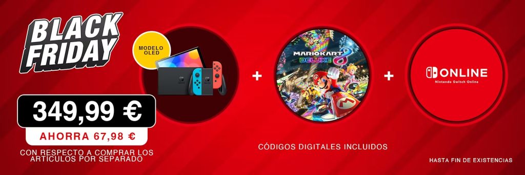 Oferta de Black Friday: Nintendo Switch OLED + Mario Kart 8 Deluxe + 3 Meses de Nintendo Switch Online por 349,99 €