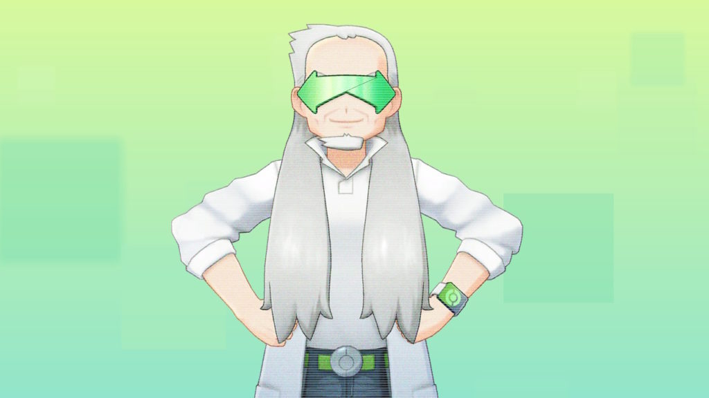 Profesor de Pokémon HOME con gafas 